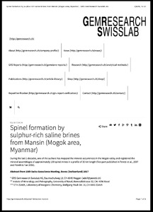 Spinel formation by sulphur-rich saline brines from Mansin (Mogok area, Myanmar)